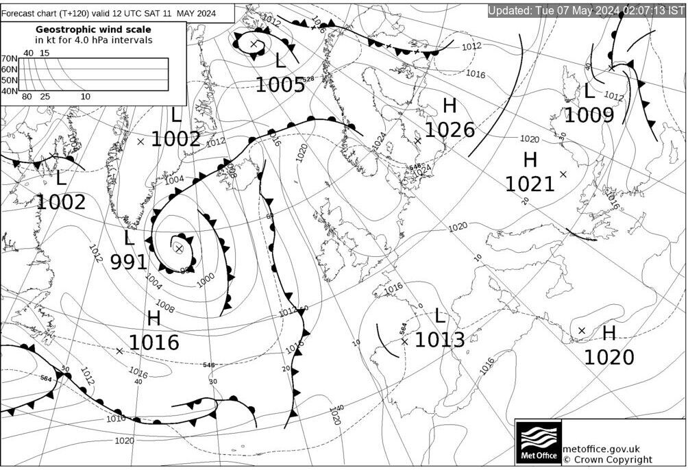 T+120 Hours Surface Forecast (North Atlantic)