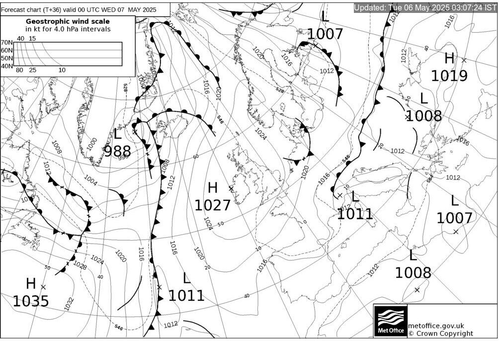 T+36 Hours Surface Forecast (North Atlantic)