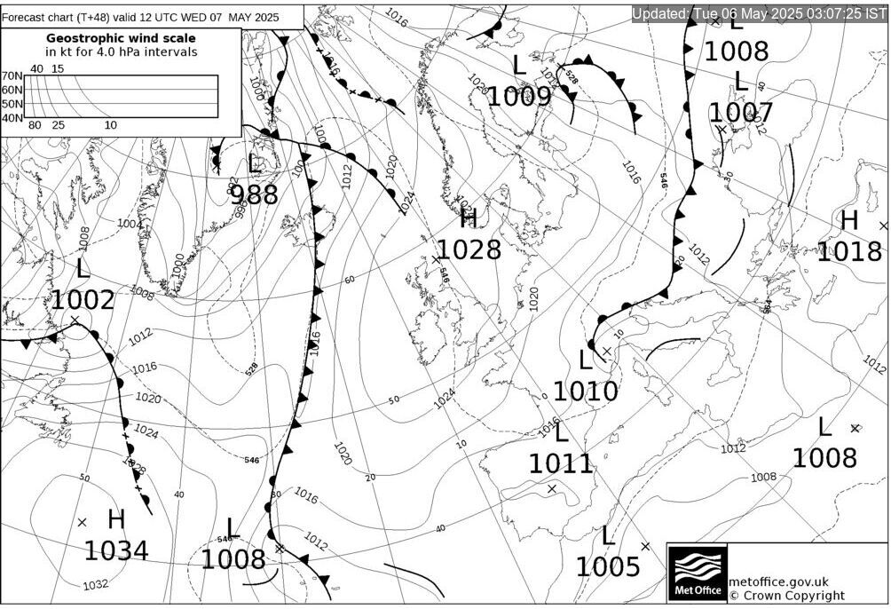T+48 Hours Surface Forecast (North Atlantic)