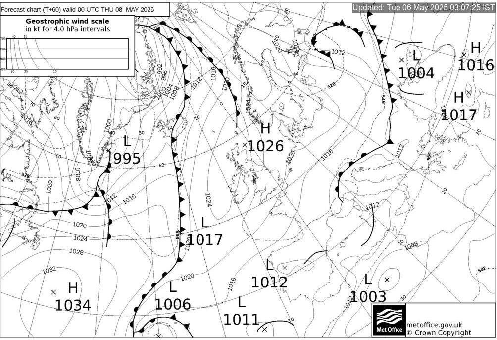 T+60 Hours Surface Forecast (North Atlantic)
