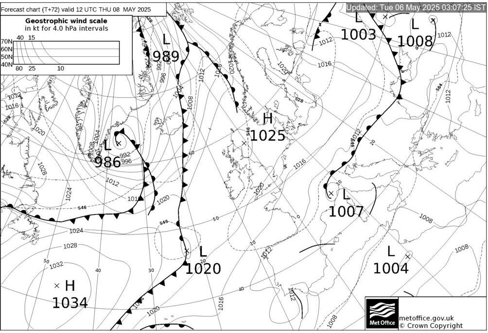 T+72 Hours Surface Forecast (North Atlantic)