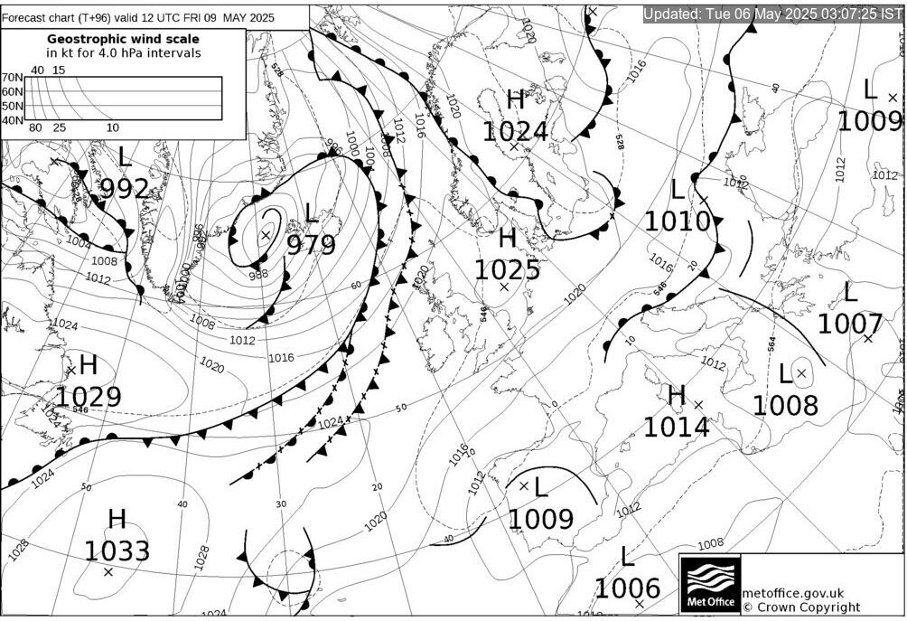 T+96 Hours Surface Forecast (North Atlantic)